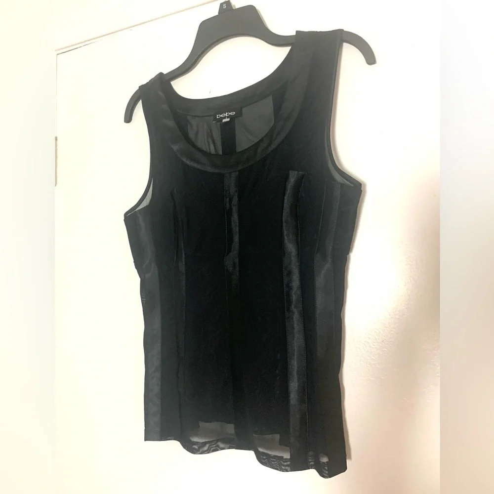 Bebe Mesh Satin Corset Top Black Medium - Picture 5 of 16